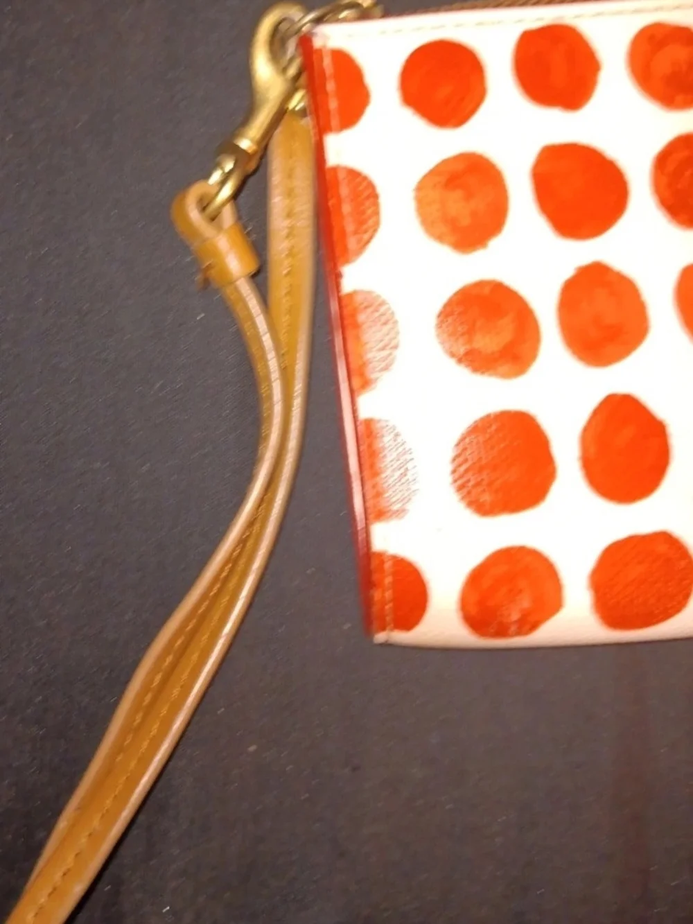 Coach RED & White Bleeker Polka Dot Coated Canvas Wristlet